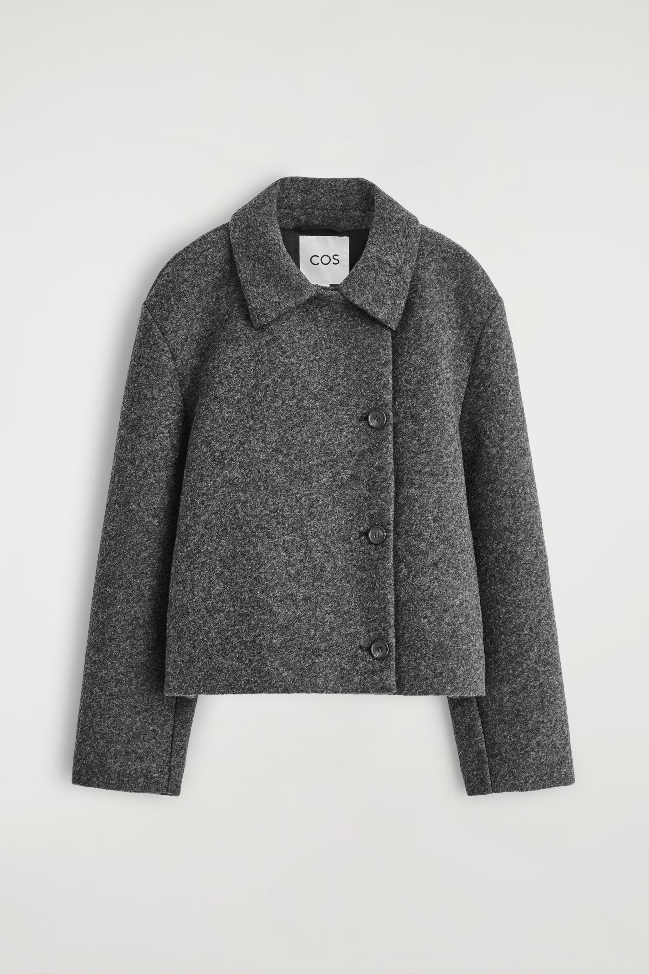 BOILED WOOL-BLEND SHORT JACKET - DARK-GREY MÉLANGE | COS GB | COS UK