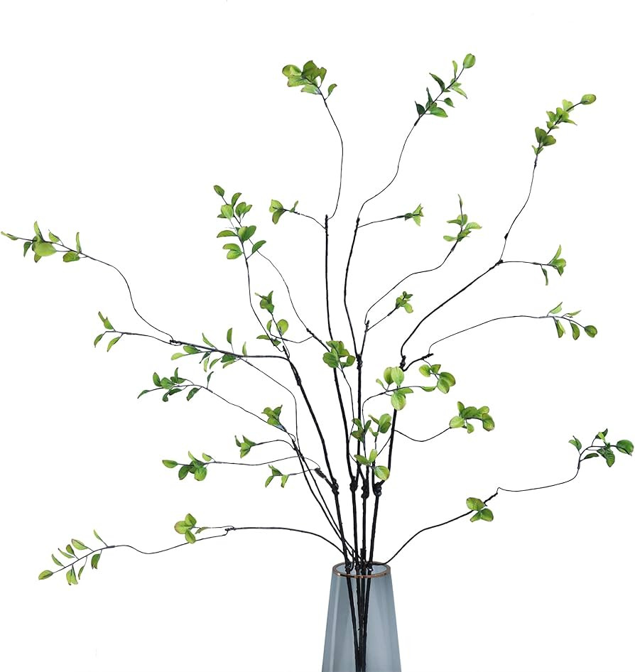 4pcs 38" Green Ficus Fake Leaves Silk Artificial Plants Tree Tall Greenery Stems Realistic Olive ... | Amazon (US)