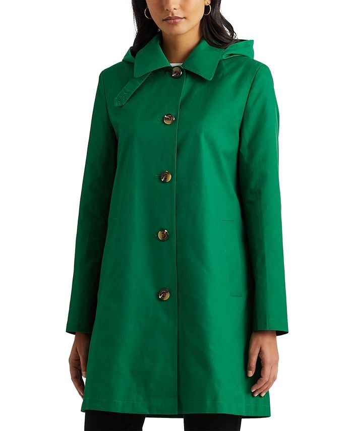 Lauren Ralph Lauren Hooded Single-Breasted A-Line Raincoat, Created for Macy's & Reviews - Coats ... | Macys (US)