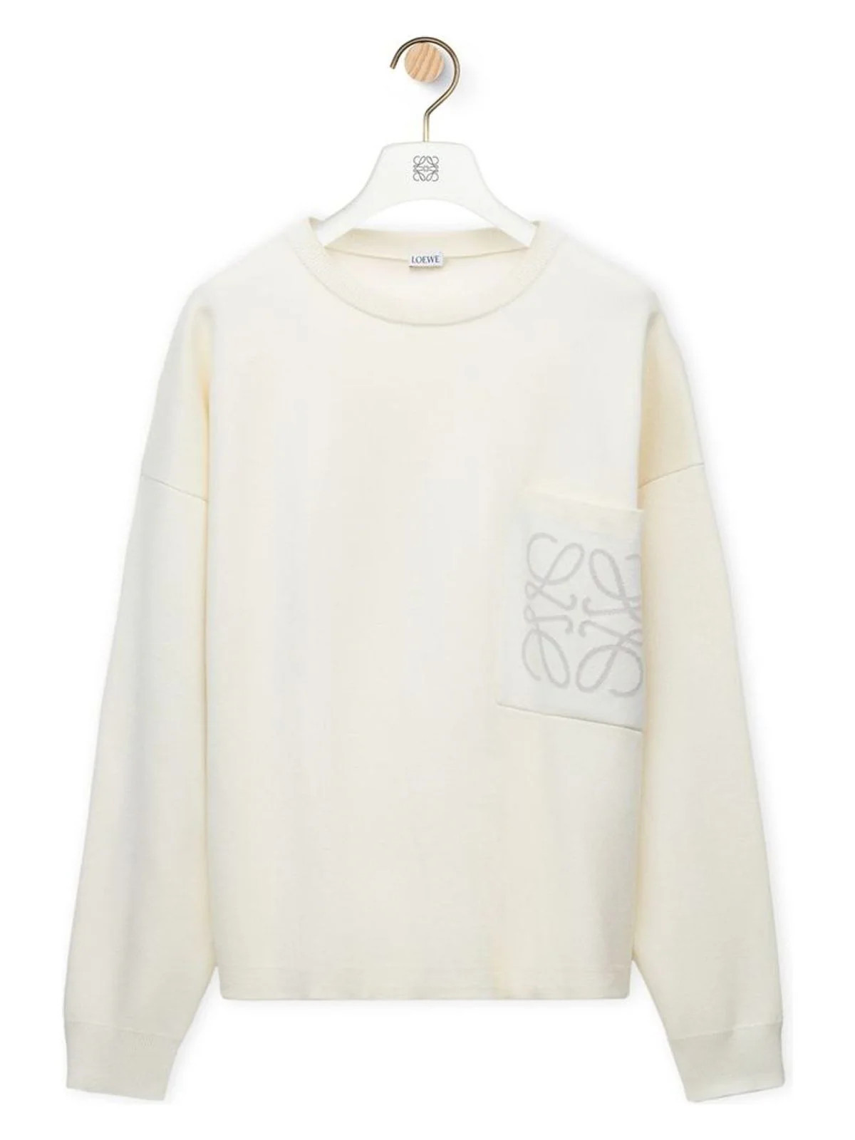 Loewe Men's Anagram Pocket Sweater in Whtlgrey | Size Large | H526Y14KDK | LOZURI