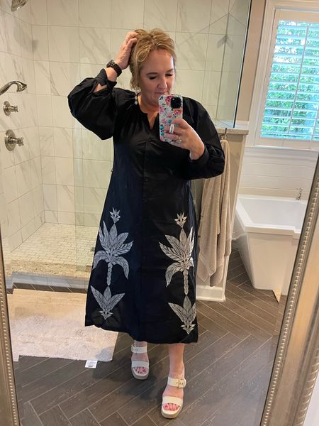 This dress screams so much more expensive than it is. Lightweight cotton. Has a self tie or add your own belt or just wear it without like I did. In a large. The embroidery is in the back and front. It’s really good! Linking a couple shoe options! 

Summer dress, easy dressing, 

#LTKcurves #LTKunder100 #LTKwedding