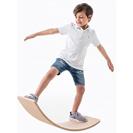 Wooden Wobble Balance Board, Gentle Monster 35 Inch Rocker Board Natural Wood, Kids Toddler Open End | Amazon (US)