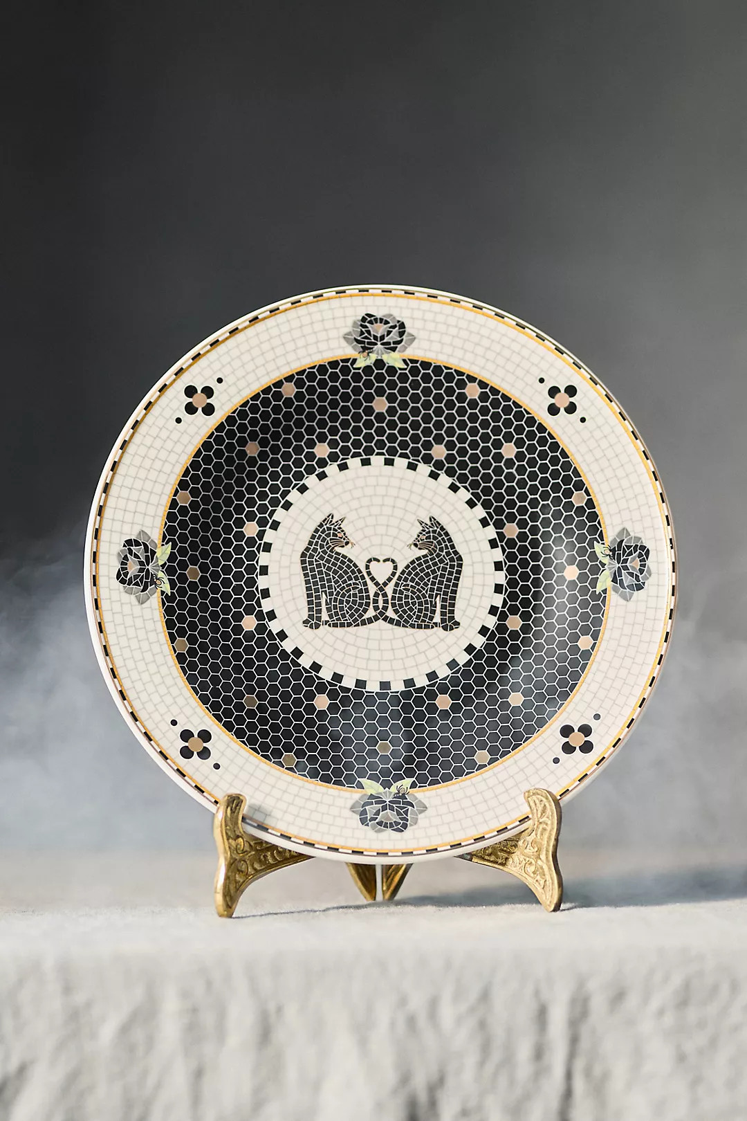 Bistro Tile Stoneware 24k Gold Accent Halloween Dessert Plate | Anthropologie (US)