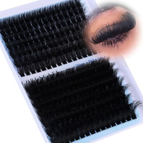 CORUSCATE Lash Clusters 160D+260D Eyelash Clusters 12-24mm Long Lash Extension Thick Cluster Eyelash Extensions Volume Strip Mink Lashes Cluster Dramatic Full Salon Look Mega Eyelashes | Amazon (US)