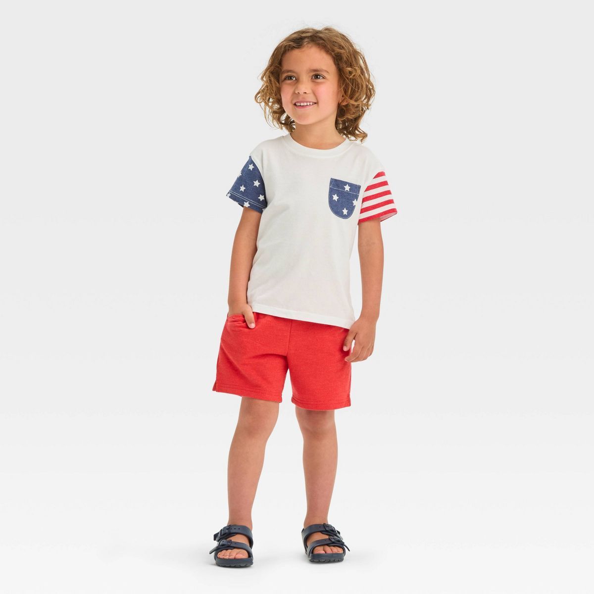 Toddler Boys' Short Sleeve Flag Jersey and French Terry Set - Cat & Jack™ White | Target