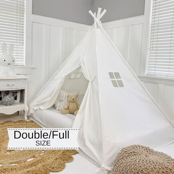 Play Tent Canopy Bed in Cream Canvas WITH Doors - Double/Full | Etsy (US)