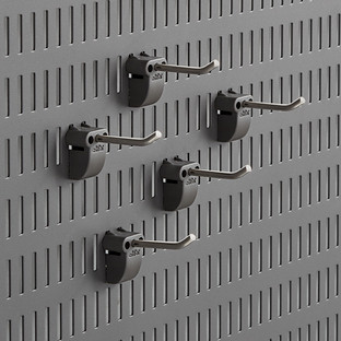 Garage— by Elfa Short Pegboard Straight Hook Matte Grey Pkg/5 | The Container Store