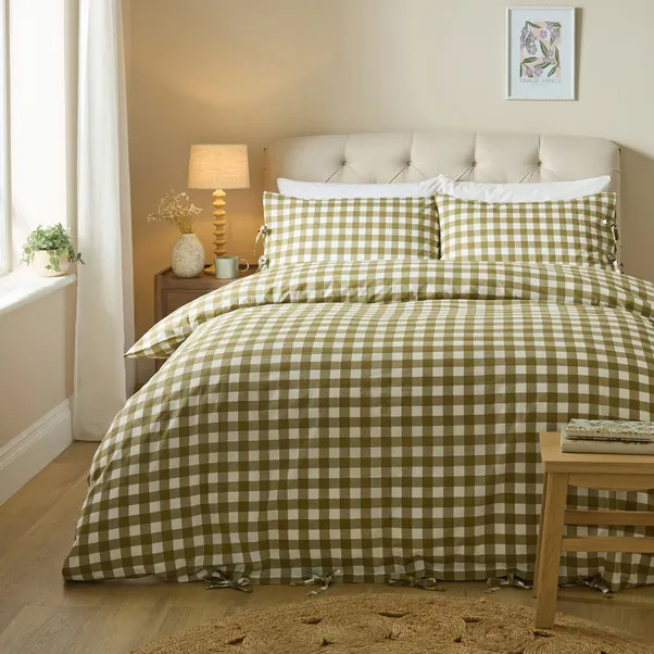 Gingham Polycotton Duvet Cover & Pillowcase Set | Dunelm