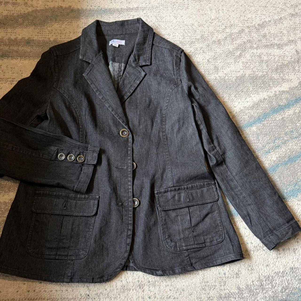 Denim & Co. Women's Blazer Jacket - Black/Grey - M | Depop US