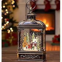 Christmas Snow Globe Lantern Water Glittering Town Home with Carolers, Music & Timer, USB Lined/B... | Amazon (US)