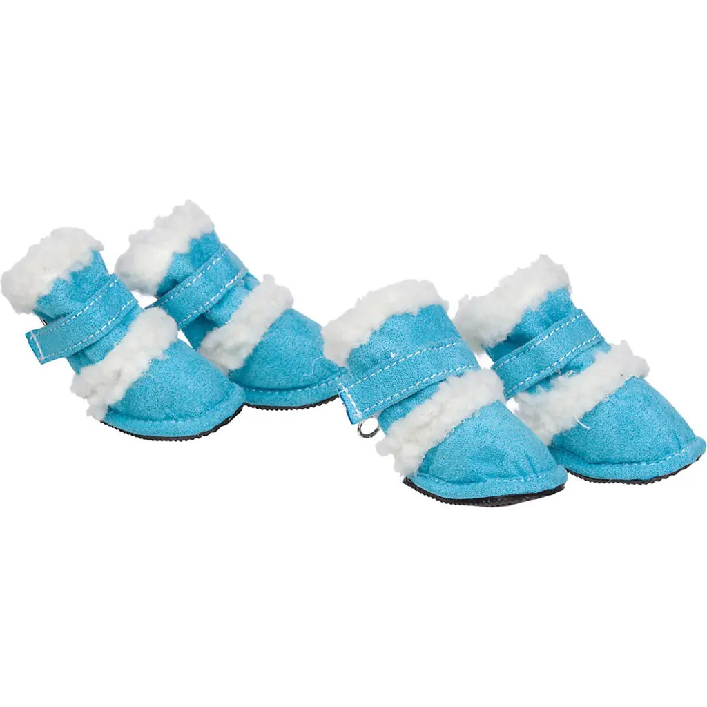 PET LIFE Faux Shearling & Suede ""DUGGZ"" Dog Shoes in Blue And White at Nordstrom Rack, Size Small | Nordstrom Rack