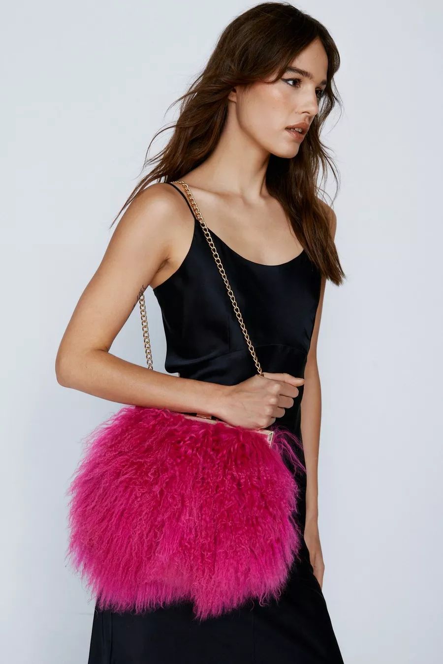 Mongolian Wool Chain Shoulder Day Bag | Nasty Gal (US)