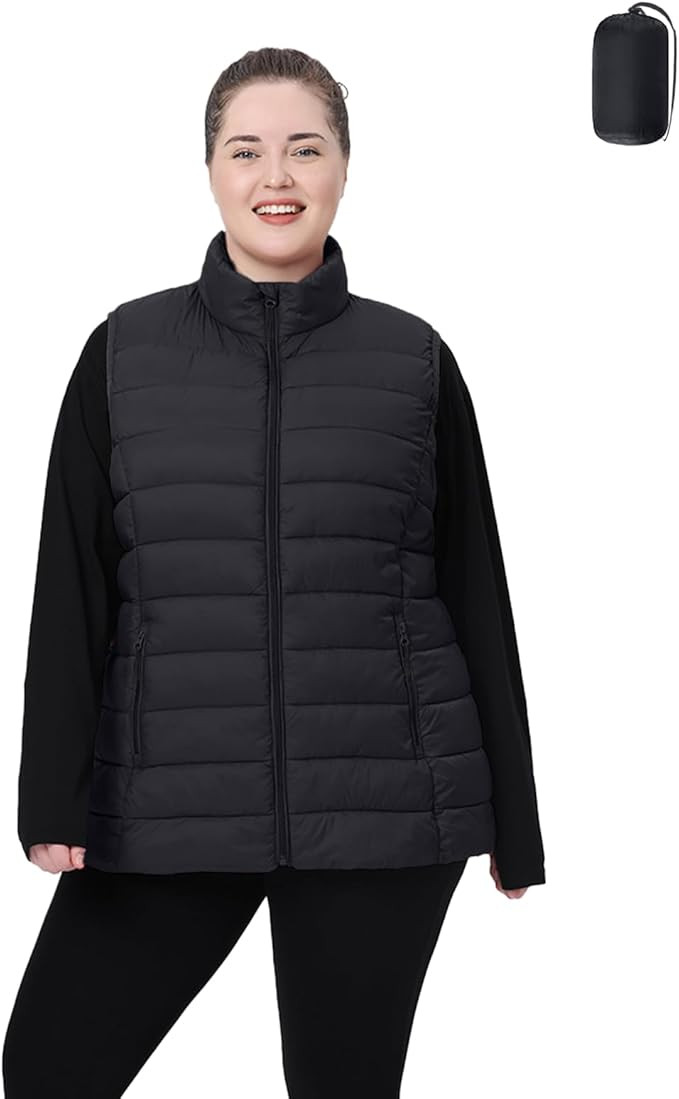 Plus Size Women's Packable Puffer Vest 1X-6X Water-Resistant Quilted Puffy Vest (Exclusively for ... | Amazon (US)