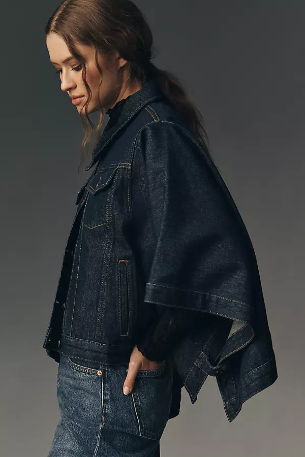 The Weston Cape Denim Boyfriend Jacket by Pilcro | Anthropologie (US)