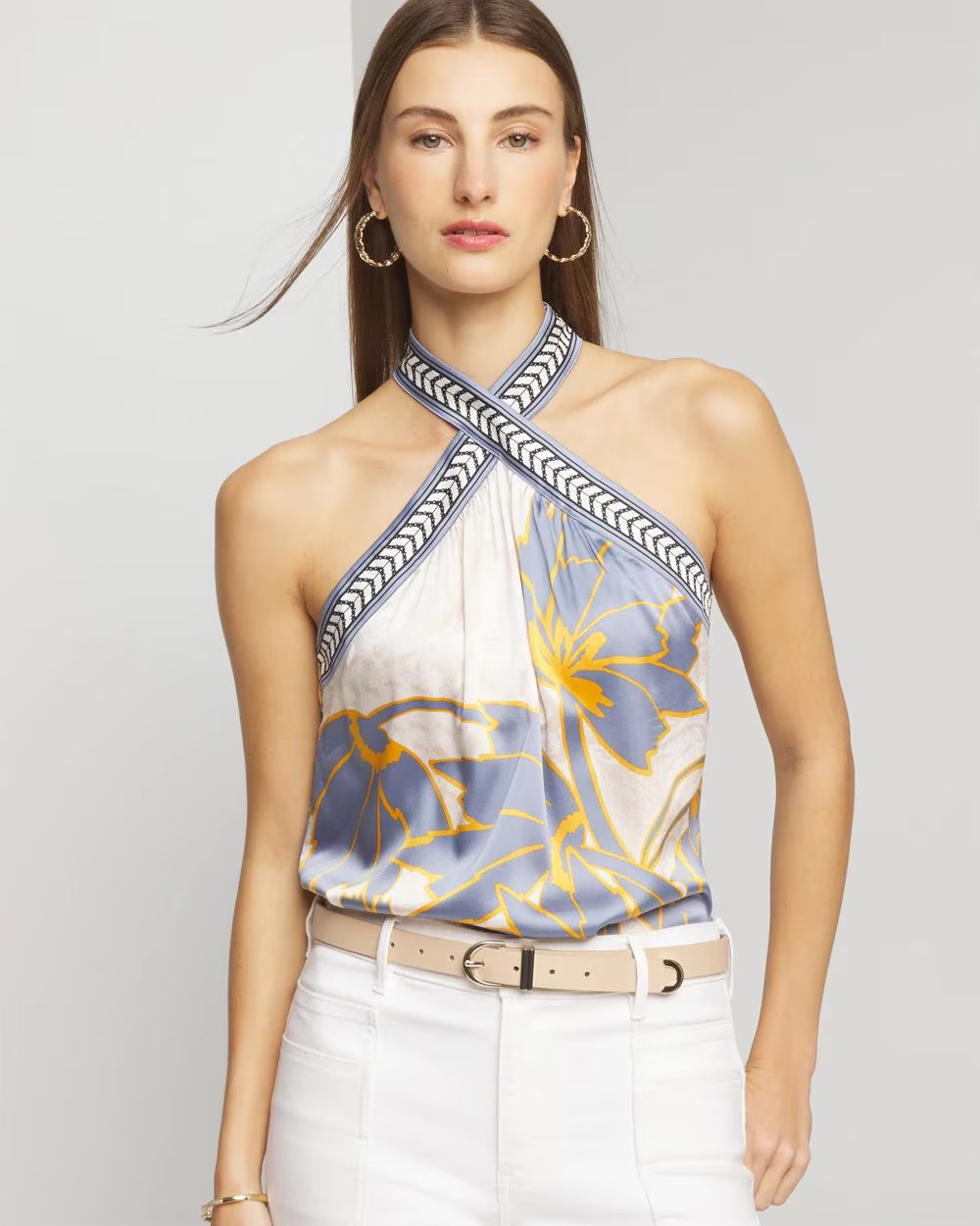 Sleeveless Cross Halter Top | White House Black Market