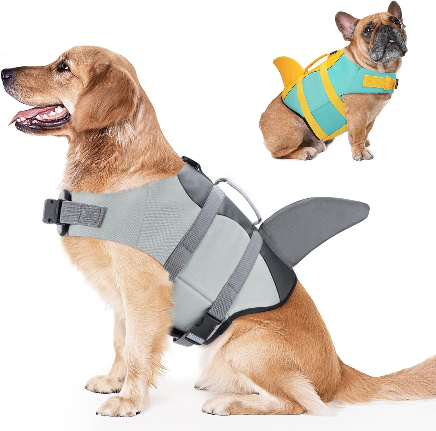 INVENHO Dog Life Jacket Shark Large Pet Life Safety Vest for Swimming Boating, Adjustable High Vi... | Amazon (US)