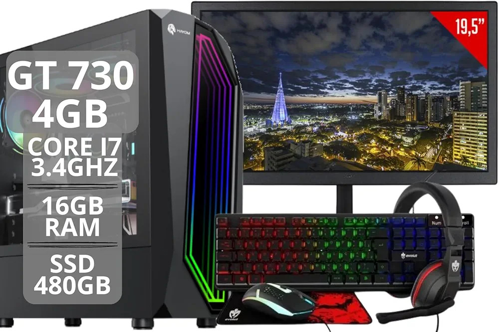 PC Gamer Completo Intel Core I7 3.4GHz 16GB DDR3 SSD 480GB Monitor 19" Kit Gamer - Escolha a plac... | Amazon (BR)