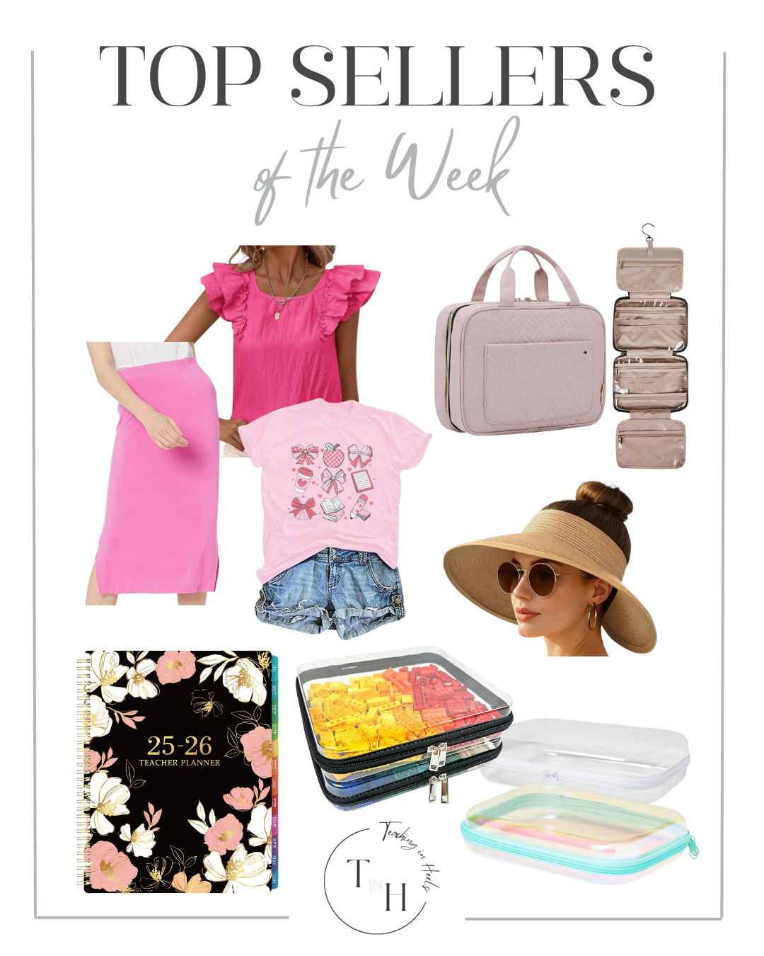 Top Sellers of The Week

amazon fashion, amazon summer, amazon beach hat, big straw hat for women, teacher planner, midi skirt, pink top, makeup bag, teaching in heels 

 #LTKSeasonal #LTKSaleAlert #LTKStyleTip