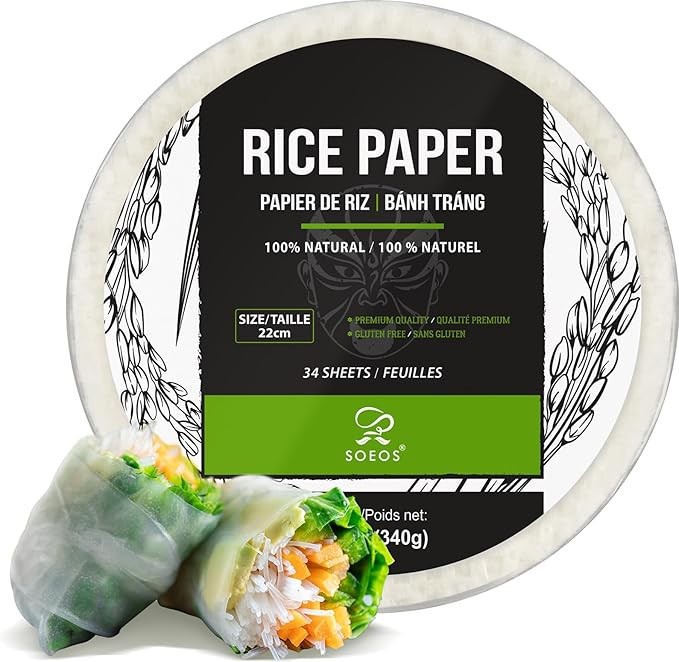 Soeos Rice Paper, White Rice Paper Wrappers, 1 Pack, 34 Sheets-Fresh Spring Roll Wrappers & Dumpl... | Amazon (US)