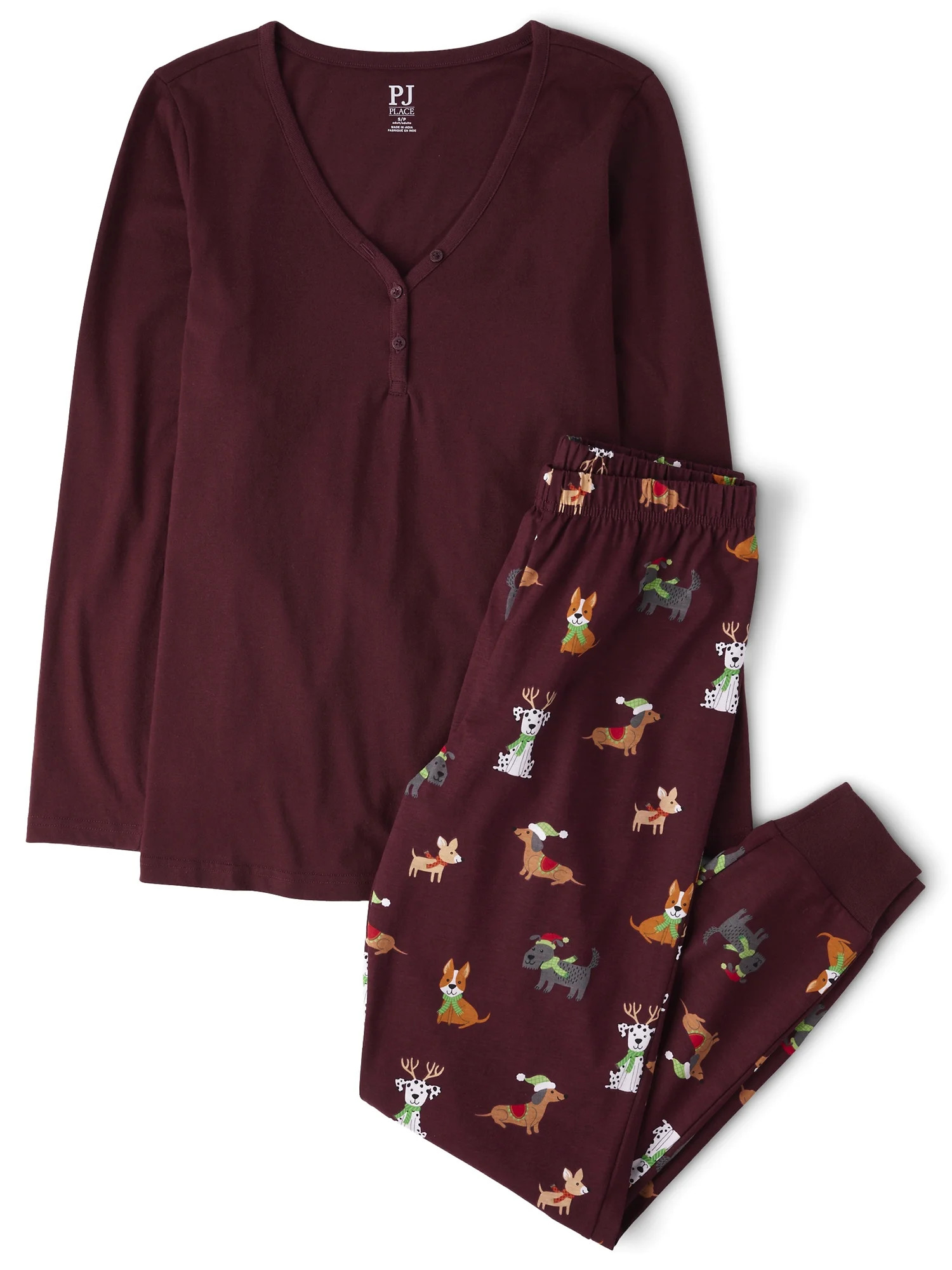 The Children's Place Women's Matching Family Holiday Dog Cotton Henley Pajamas, Adult Sizes XS-3X... | Walmart (US)