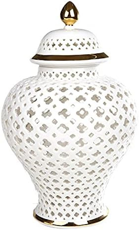 KORANGE White Ginger Jars for Home Decor Ginger Jar Carved Lattice Decorative Temple Jar Ceramic ... | Amazon (US)