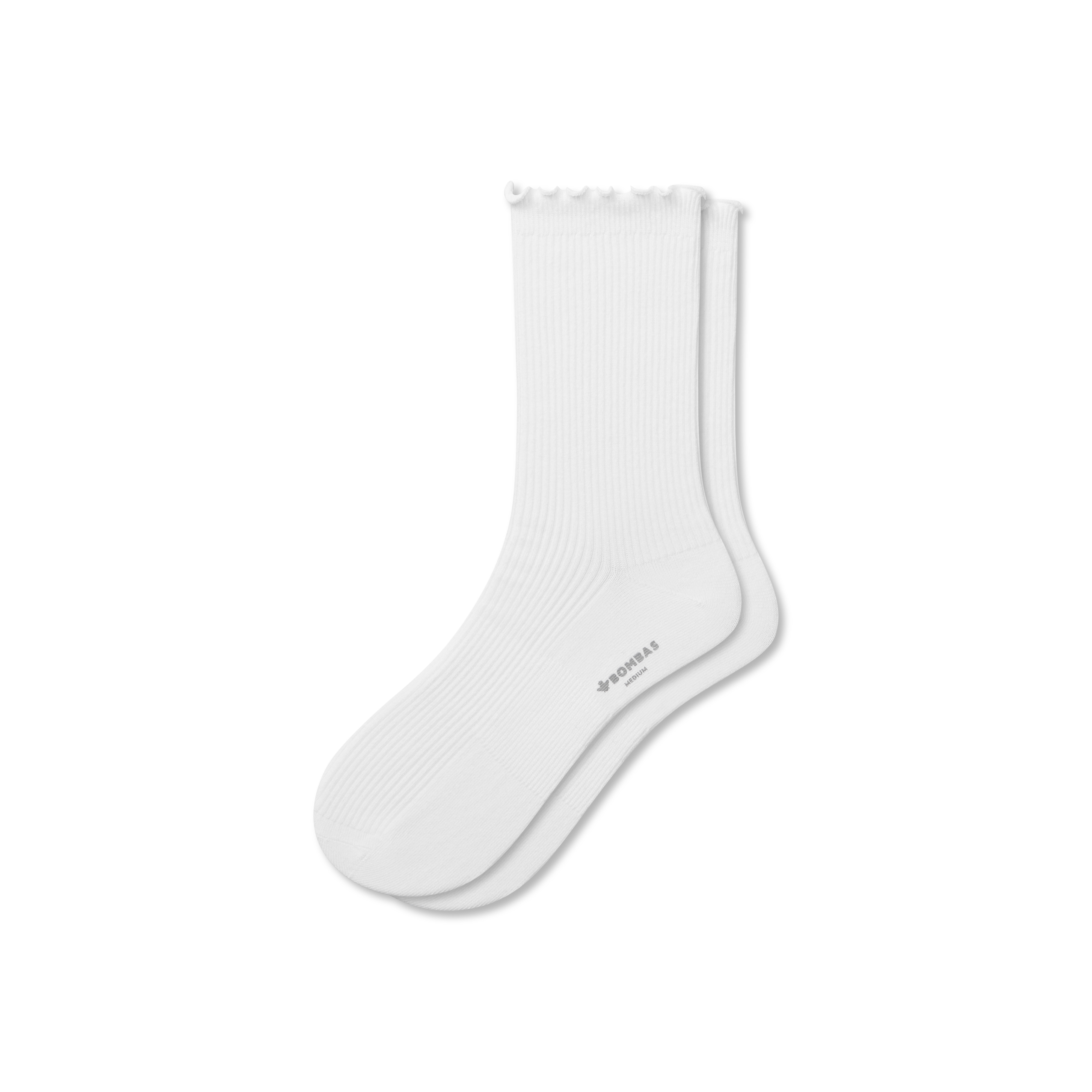 Women's Ruffle Rib Half Calf Socks - White - Medium - Cotton Blend - Bombas | Bombas