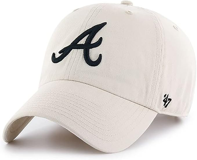'47 Atlanta Braves Natural Clean Up Adjustable Hat, Adult One Size Fits All Off-White | Amazon (US)