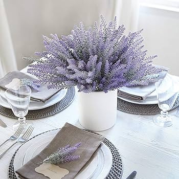 10 Bundles Fake Flowers Artificial Lavender Faux Plastic Plants Purple Flowers for Home Wedding K... | Amazon (US)