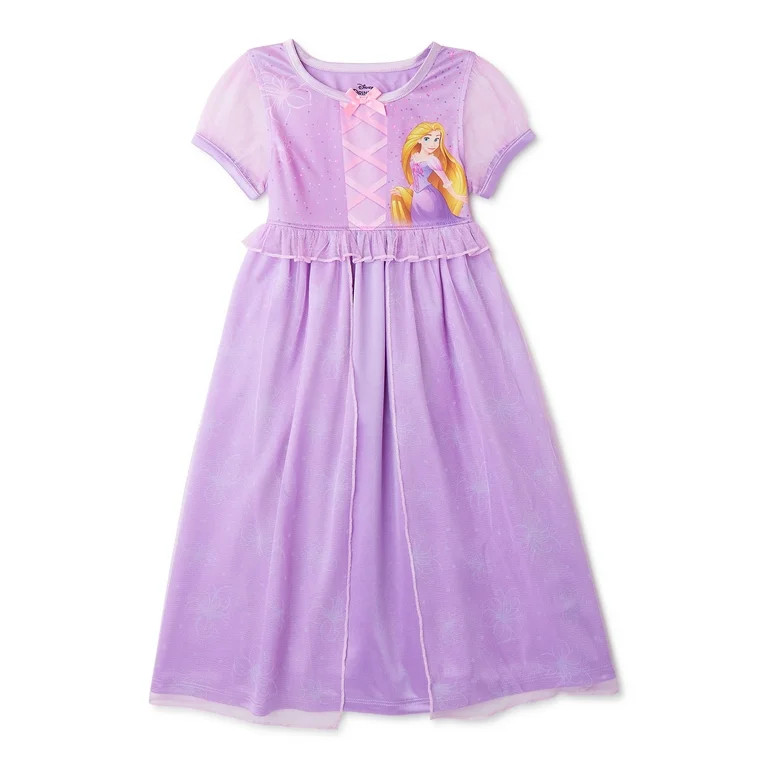 Disney Princess Girls Rapunzel Pajama Nightgown with Short Sleeves, Sizes 2T-5T | Walmart (US)