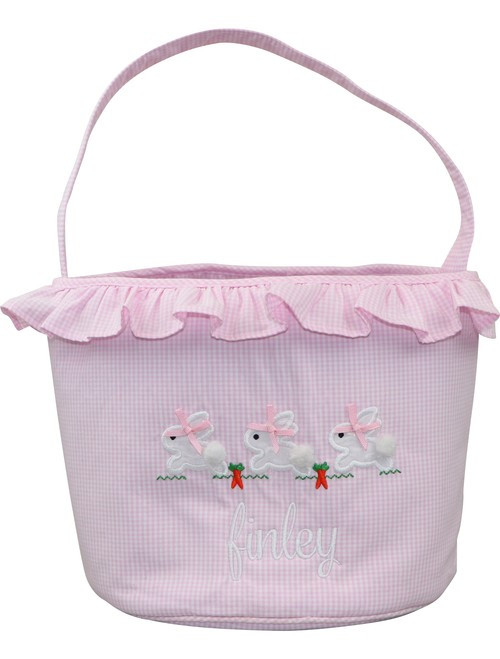 Pink Gingham Bunny Easter Basket - Shipping Late March | Cecil and Lou