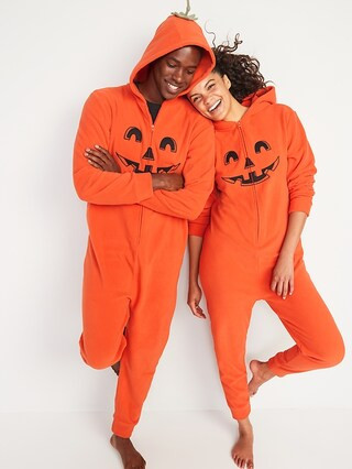 Jack-O'-Lantern Microfleece Gender-Neutral One-Piece Pajamas for Adults | Old Navy (US)