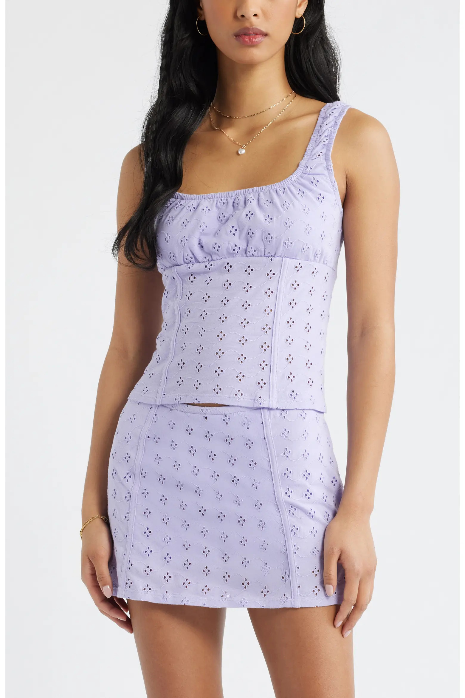 Ruched Cotton Eyelet Tank (Women) | Nordstrom | Nordstrom