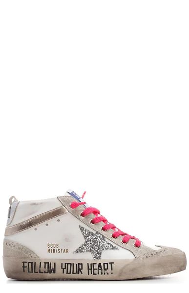 Golden Goose Deluxe Brand Mid Star Glittered Sneakers | Cettire Global