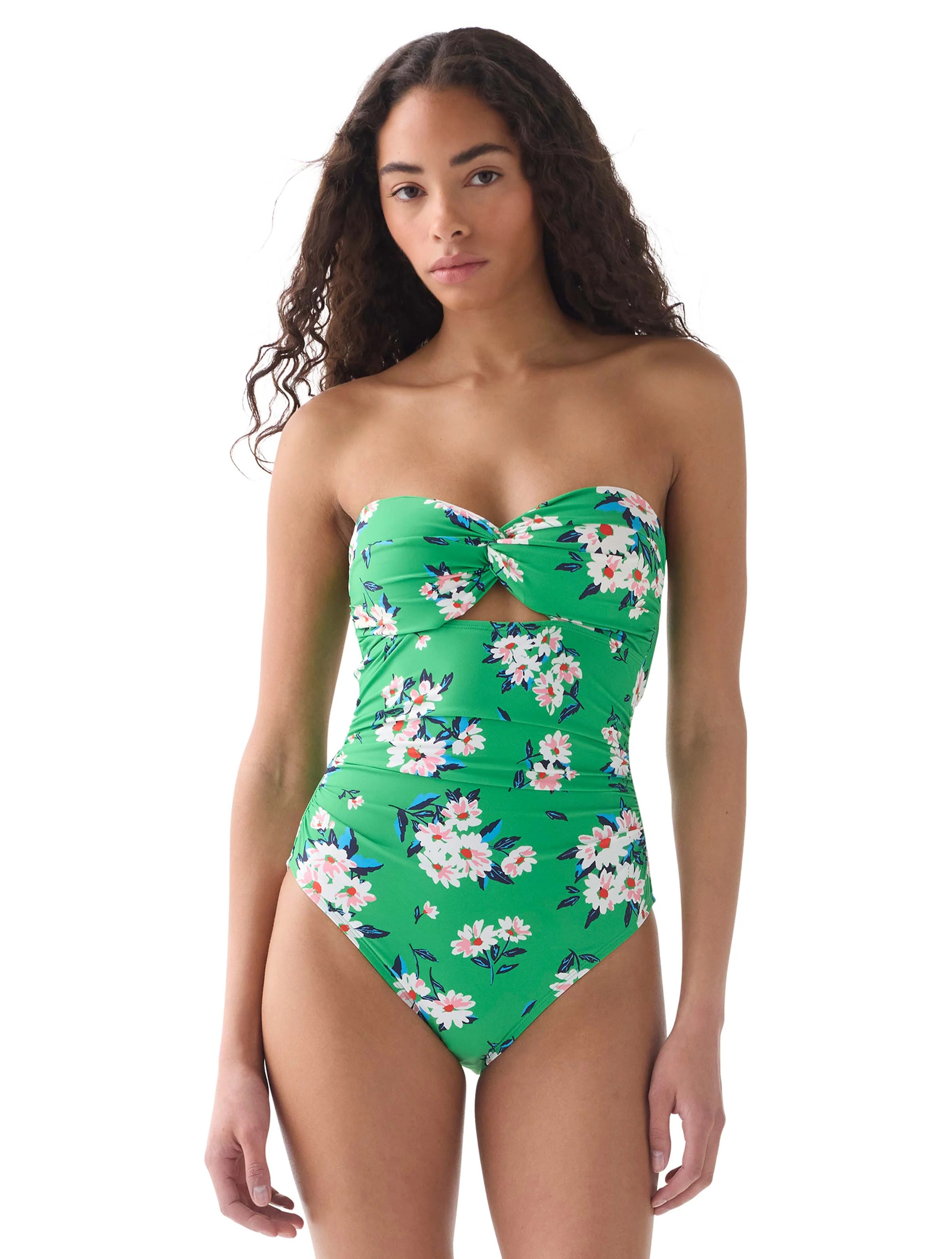kate spade new york Twist Front Shirred One Piece Swimsuit - Spring Da | Beach2Ocean