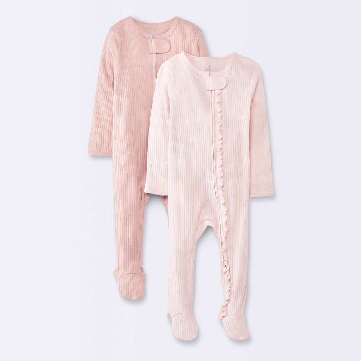 Baby Girls' 2pk Solid Wide Ribbed Sleep N' Play - Cloud Island™ Pink | Target
