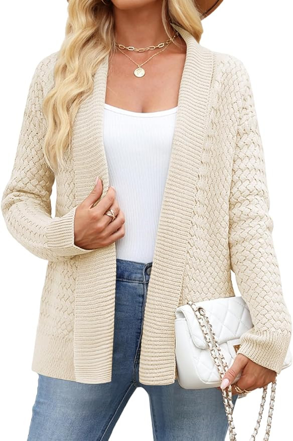 VIMPUNEC Womens Fall Cardigan Sweaters Casual Cable Knit Jackets Long Sleeve Open Front Outwear C... | Amazon (US)