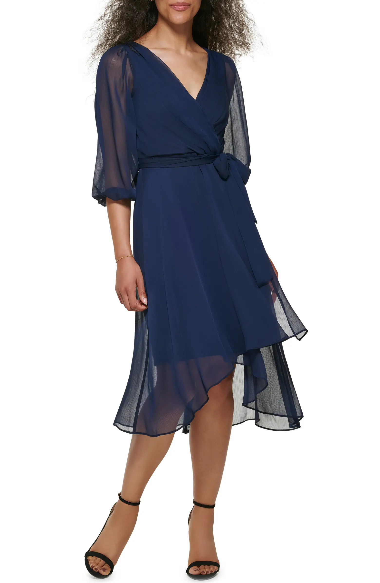 Balloon Sleeve Faux Wrap Dress | Nordstrom Rack