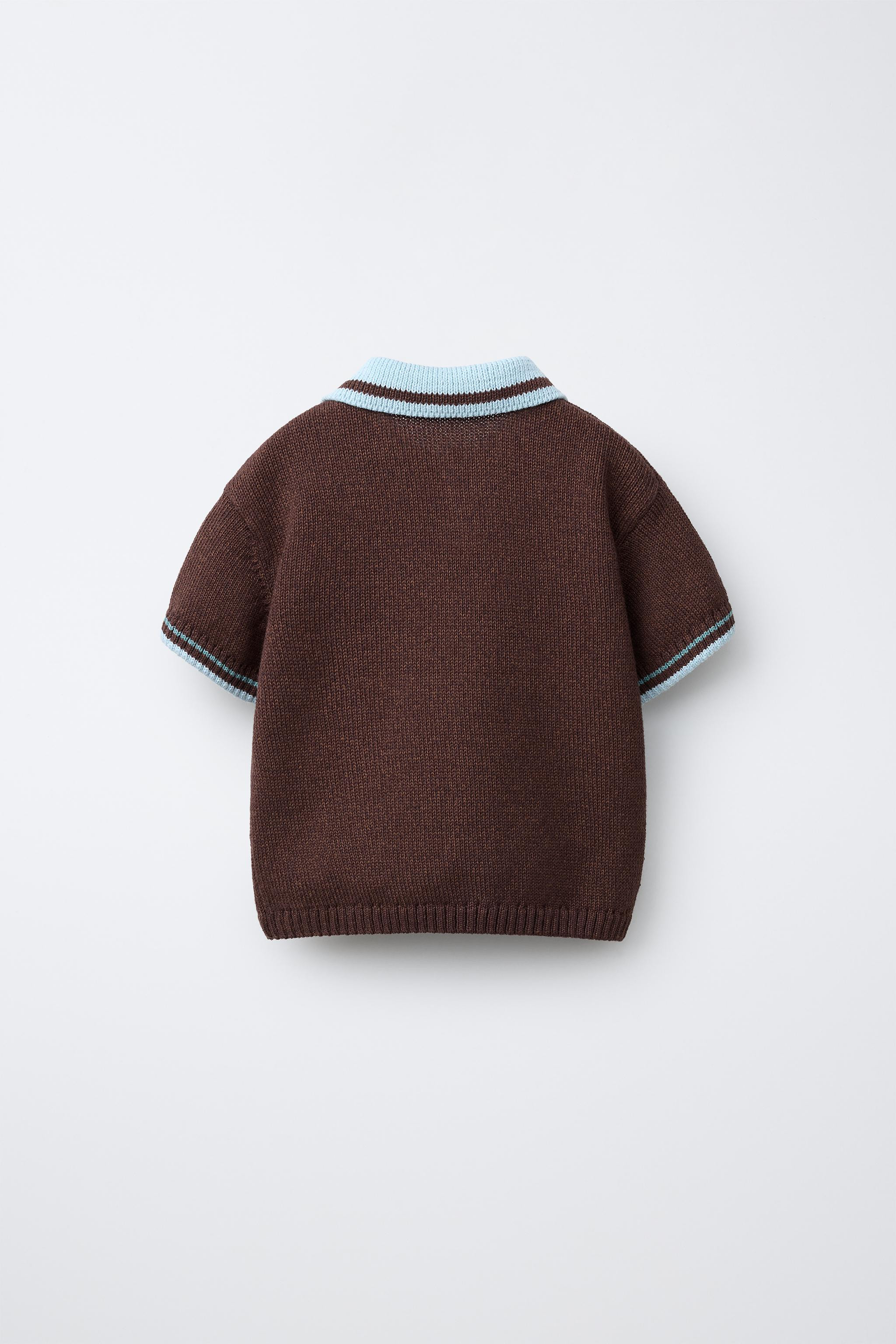 CONTRAST COLLAR KNIT POLO SHIRT | Zara US