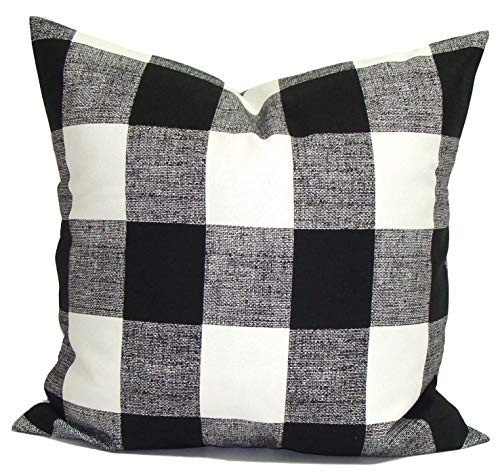 OUTDOOR Farmhouse Pillow Cover, Black Plaid Pillow. Christmas Pillow Cover, Decorative Pillow Cov... | Amazon (US)