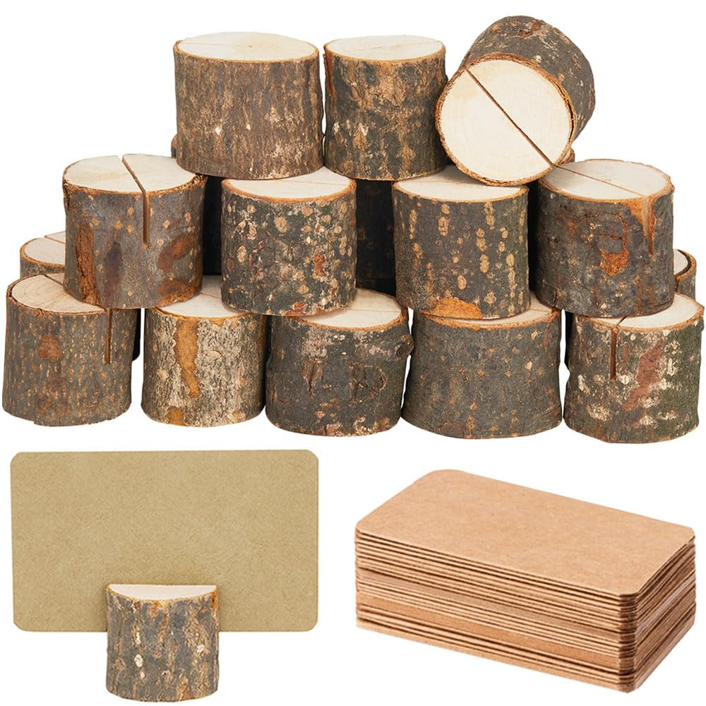 Amazon.com: Toncoo 15Pcs Wood Place Card Holders & 26Pcs Place Cards, Table Number Holders, Rustic Party Decor, Wooden Sign holder, Rustic Wedding Decor Stand : Office Products | Amazon (US)