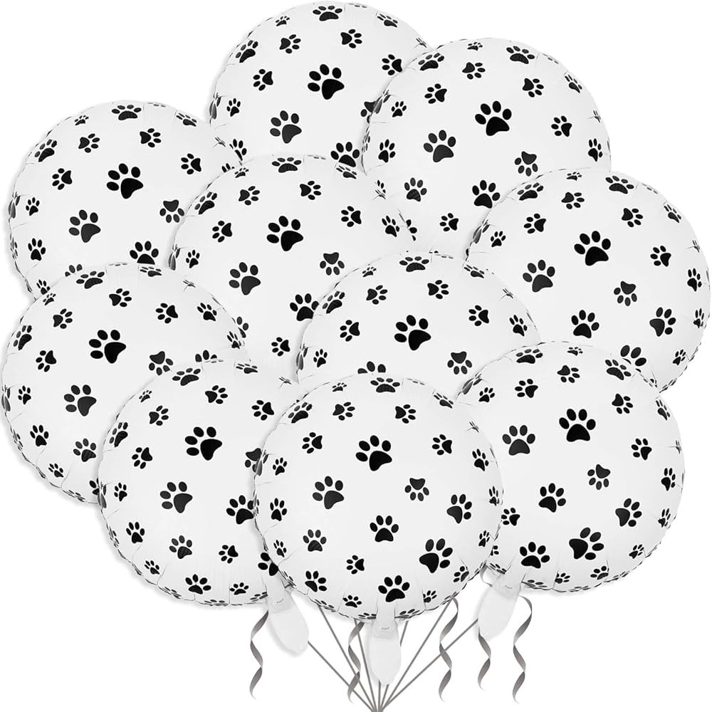 10 Pack 18 Inch Animal Dog Paw Pattern Foil Balloons Helium Dog Pet Balloons Dog Paw Print Balloo... | Amazon (US)
