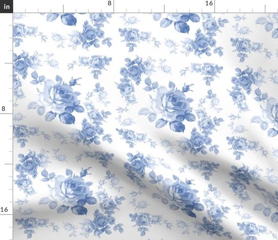 Read the full title
    Blue Flowers Fabric - Beatrix Rose By Lilyoake - Blue And White Vintage S... | Etsy (US)