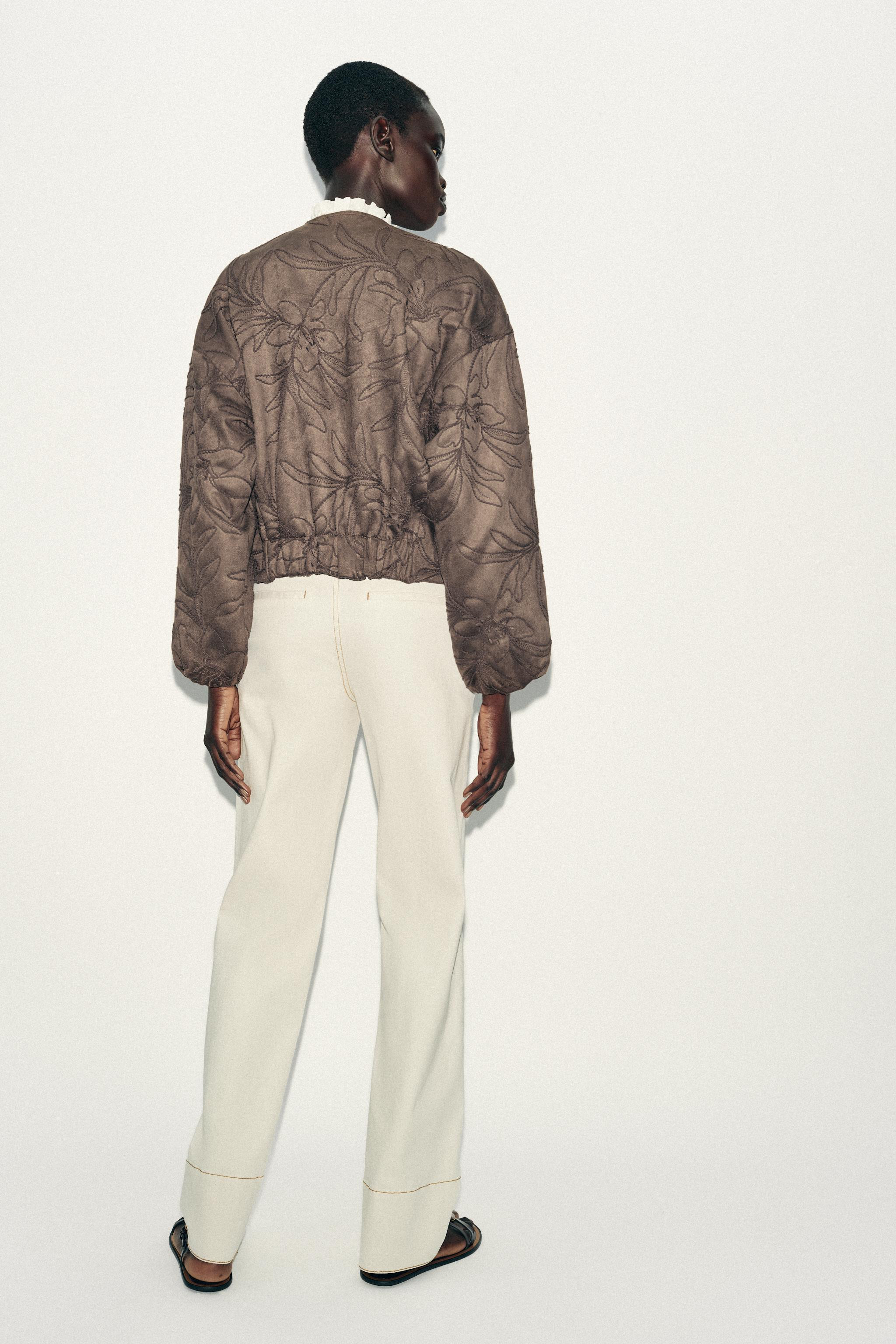 EMBROIDERED FAUX SUEDE BOMBER JACKET | Zara US