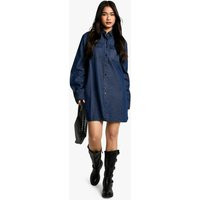 Womens Denim Oversized Shirt Dress - Blue - 4 | boohoo (US & Canada)