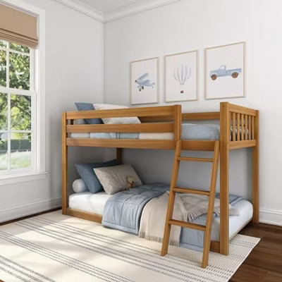 Max & Lily Fundamentals Twin over Twin Low Bunk, Pecan | Target