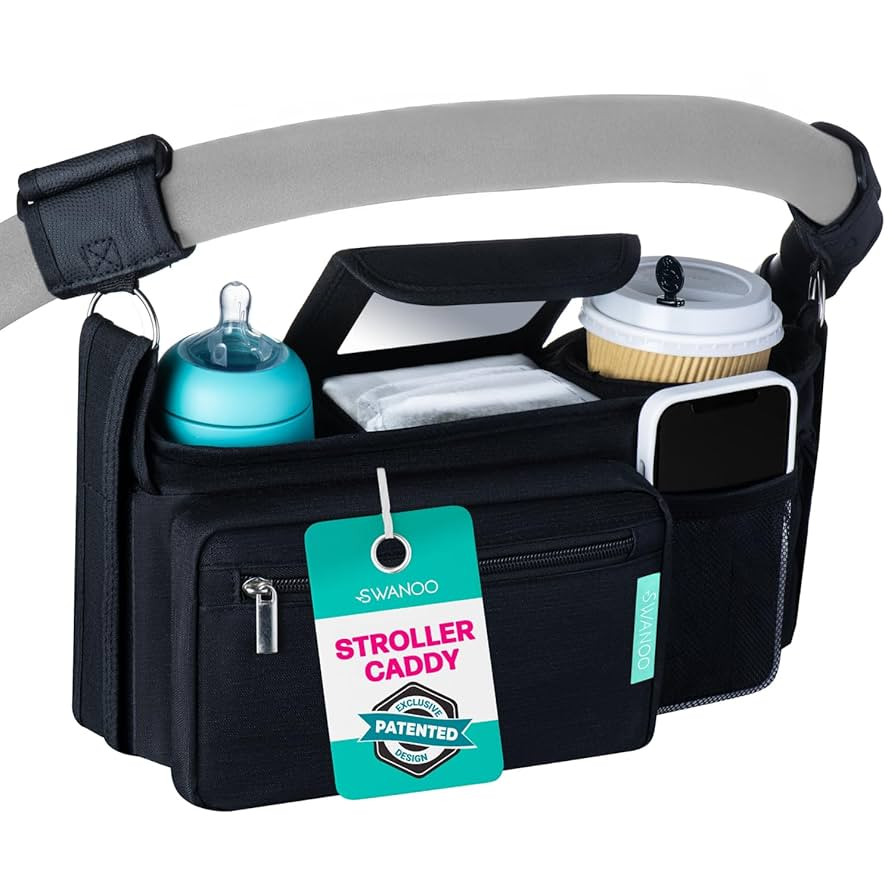 Swanoo Stroller Caddy Stroller Organizer With Cup Holder, Non Slip Straps Stroller Bag for Phone,... | Amazon (US)