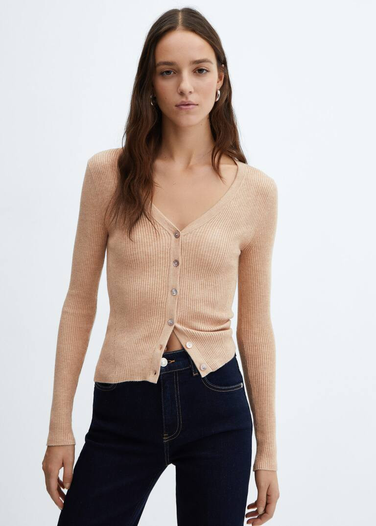 V-neck knit cardigan -  Women | Mango USA | MANGO (US)