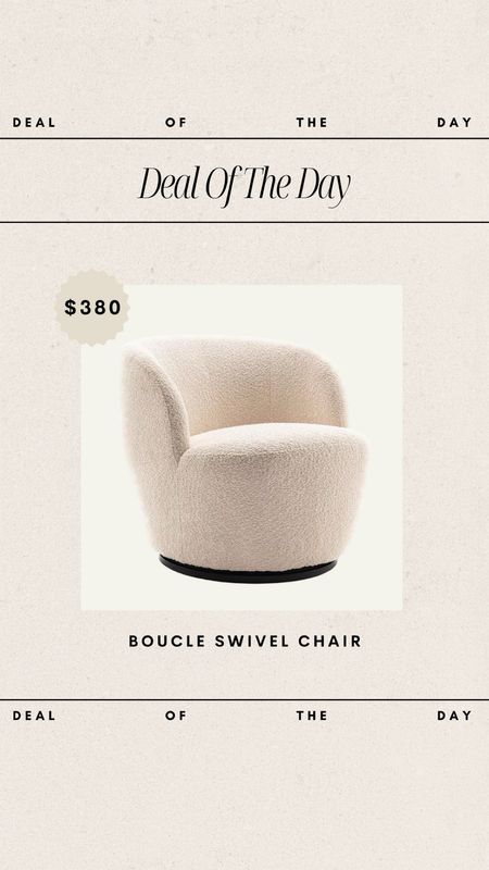 Deal of the Day - Amazon Boucle Swivel Chair // only $380!!

swivel chair, deal of the day, home find, amazon home finds, amazon deals, affordable furniture, affordable accent chair, affordable finds, budget friendly furniture, budget friendly accent chair 

#LTKhome