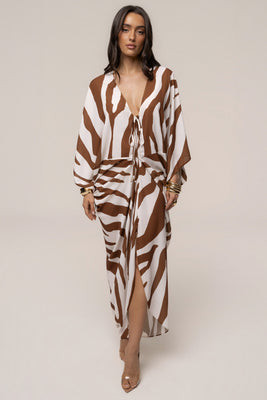 Brown Zebra Longer Days Cover Up Dress | JLUXLABEL US