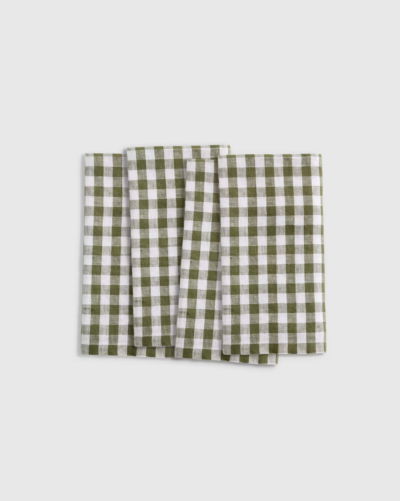 European Linen Gingham Napkins (Set of 4) in Olive | Quince
